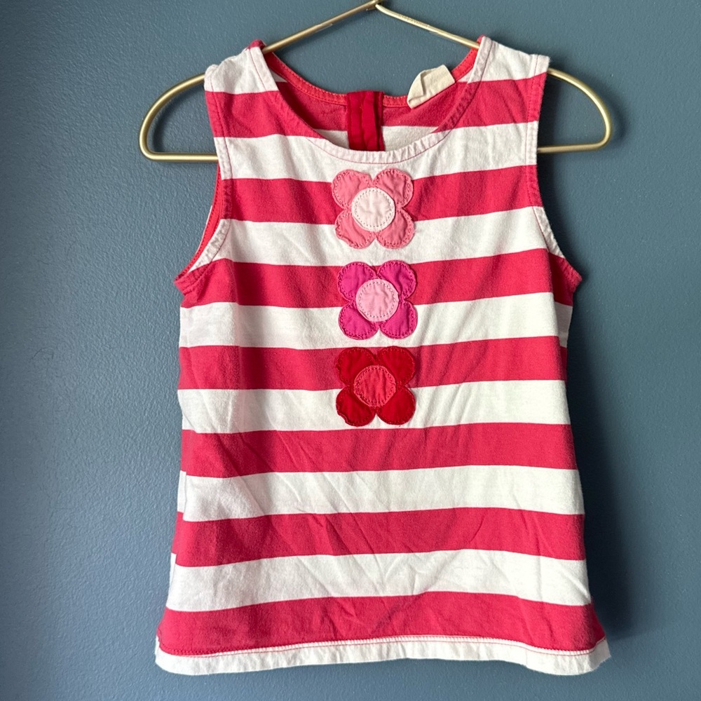 Mini Boden flower applique striped tank